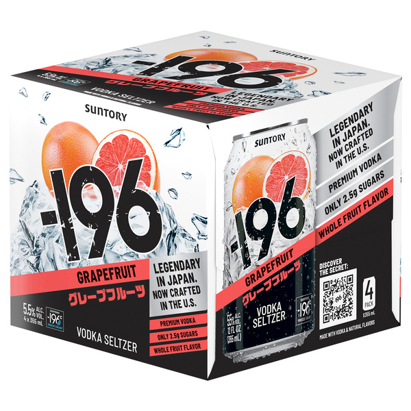 Suntory -196 Premium Grapefruit Vodka Seltzer, 4Pk | Hy-Vee Aisles