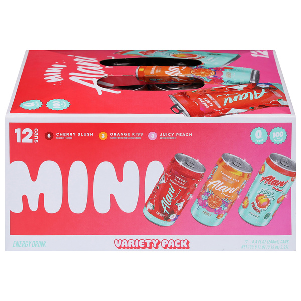 Alani Nu Cherry Slush/Orange Kiss/Juicy Peach Mini Energy Drink