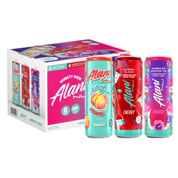 Alani Energy Drink Variety Pack, Cherry Slush, Juicy Peach