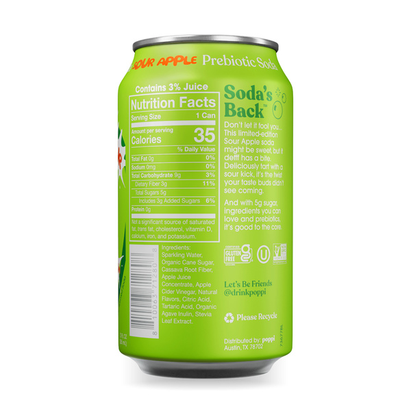 Poppi Sour Apple Prebiotic Soda Can | Hy-Vee Aisles Online Grocery
