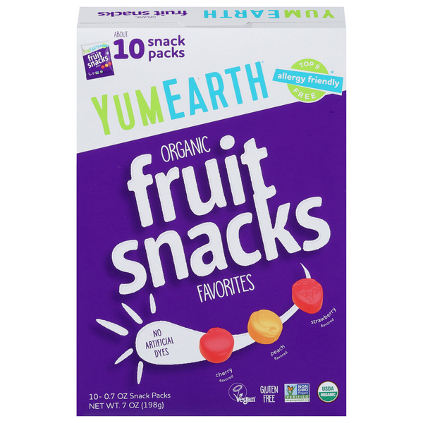 YumEarth Organic Favorites Fruit Snacks 10 - 0.7 oz Snack Packs