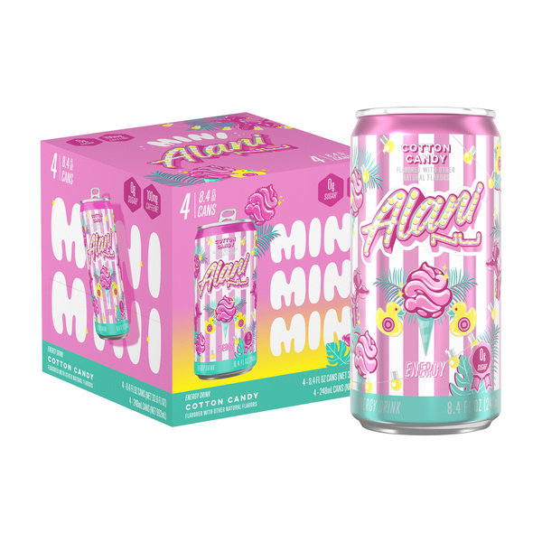 Alani Nu Mini Cotton Candy Sugar Free Energy Drink 8.4 Fl Oz (Pack