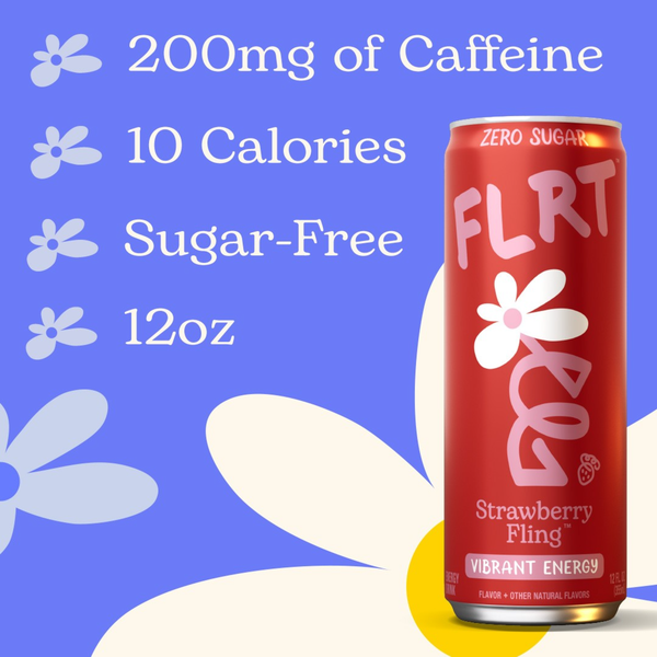 FLRT Energy, Strawberry Fling, Sugar Free Energy Drink, 12 Fl Oz