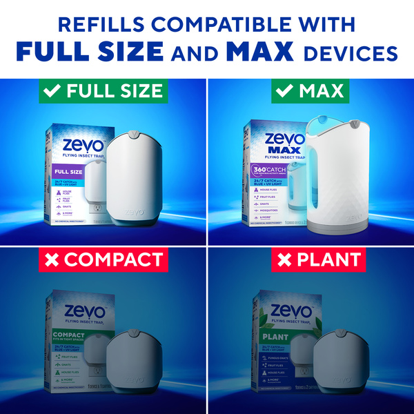Zevo Full Size & Max Flying Insect Trap Genuine Refill Cartridges