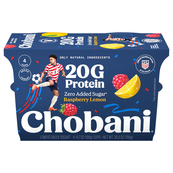 Chobani 20g Protein Lowfat Greek Yogurt Raspberry Lemon 6.7oz 4PK