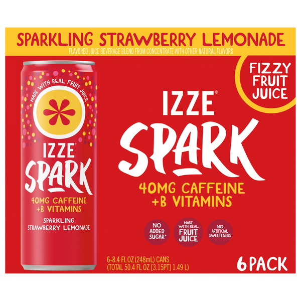 いちごです₊⁎⁺˳✧༚ IZZE Spark Strawberry Lemonade with Caffeine 6-pack, 8.4 fl oz