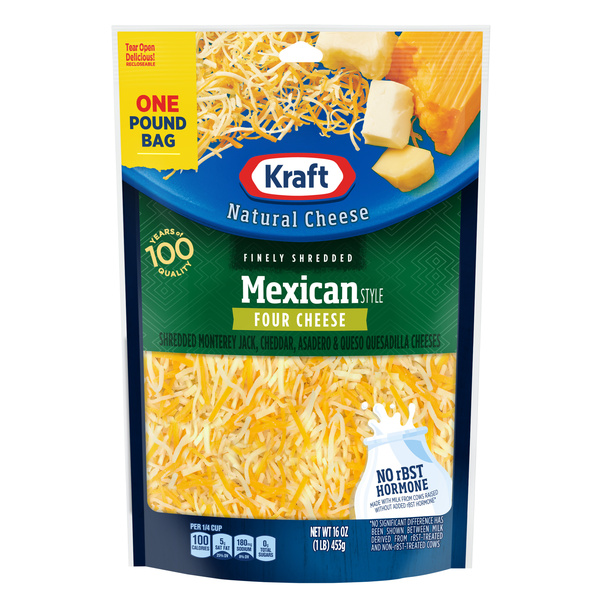 Kraft Mexican Style Four Cheese Shredded Cheese, 16 oz Bag | Hy