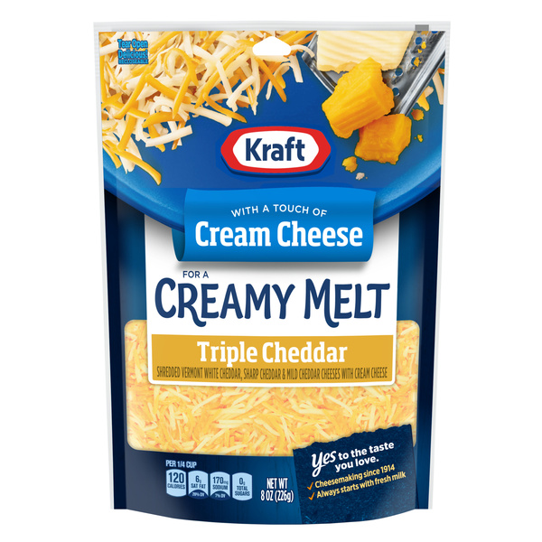 Kraft Creamy Melt Triple Cheddar Shredded Cheese | Hy-Vee Aisles