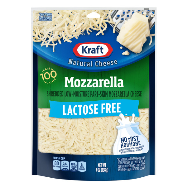 Kraft Natural Lactose Free Shredded Mozzarella Cheese 7 oz Bag