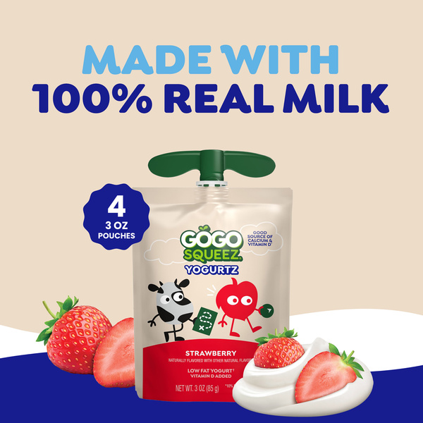 GoGo squeeZ Low Fat Yogurtz Strawberry Yogurt Snack Pouches | Hy