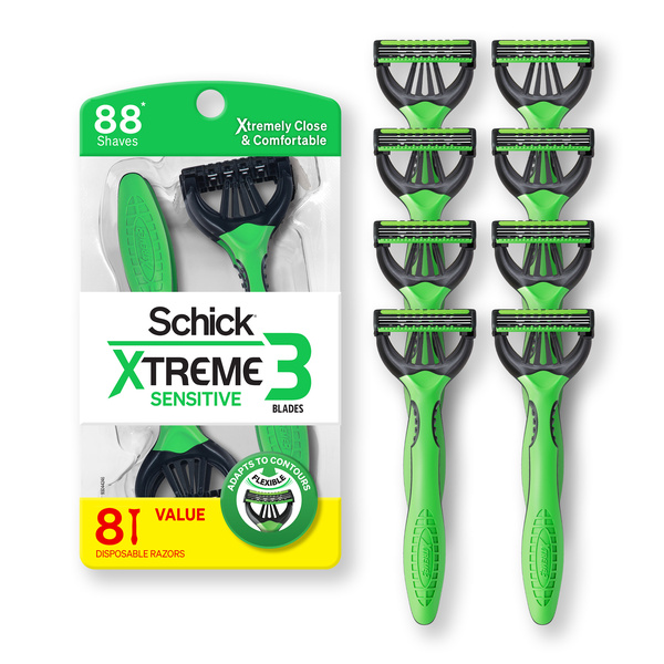 Schick Xtreme 3 Blade Disposable Razors for Men, 8 ct, Men's