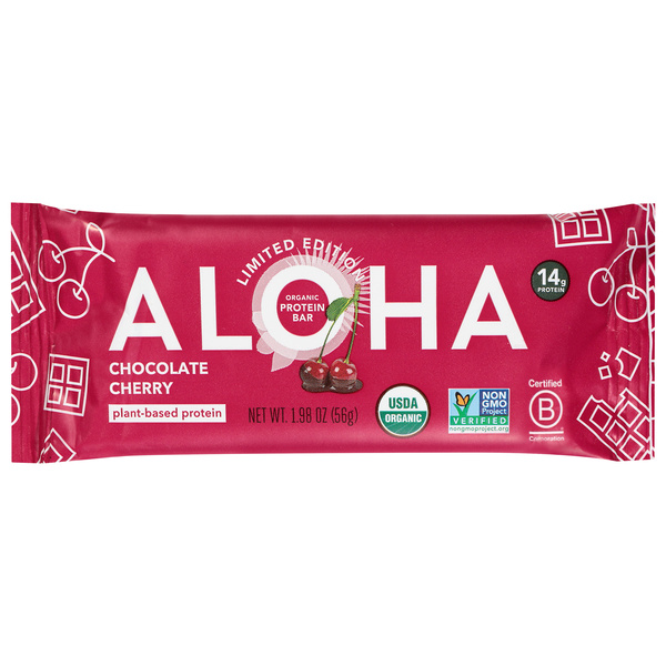 Aloha Organic Chocolate Cherry Protein Bar 1.98 oz | Hy-Vee Aisles