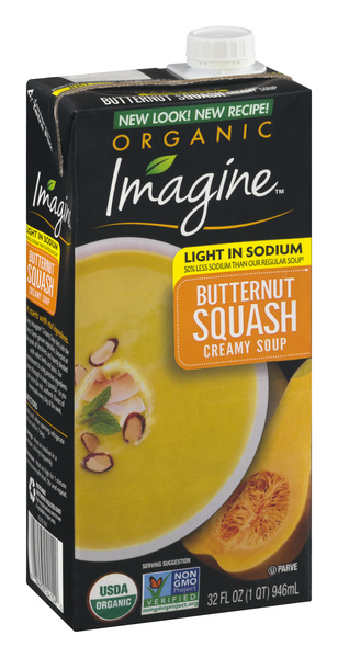 Imagine Light in Sodium Organic Creamy Butternut Squash Soup 32 fl oz, image courtesy of Hy-Vee