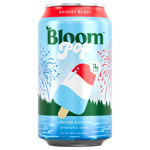 Bloom Pop Rocket Blast Limited Edition Prebiotic Soda, 12 fl oz