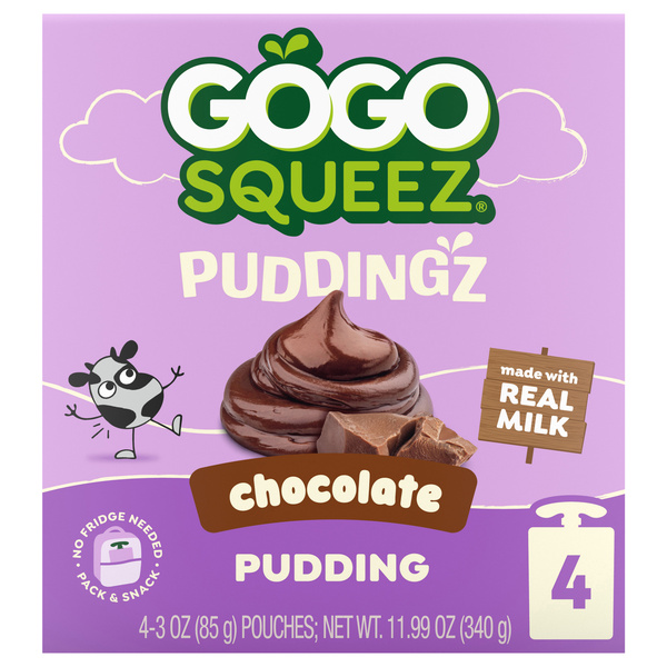 GoGo squeeZ PuddingZ On-the-Go Chocolate Pudding Snack Pouches