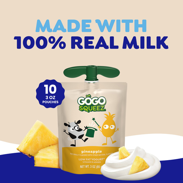 GoGo Squeez Low Fat Pineapple Yogurtz 10 - 3 oz Pouches | Hy-Vee