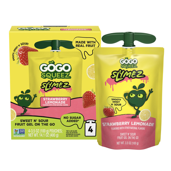 スムージー GoGo Squeez Strawberry Lemonade Slymez 4 - 3.5 oz Pouches | Hy-Vee