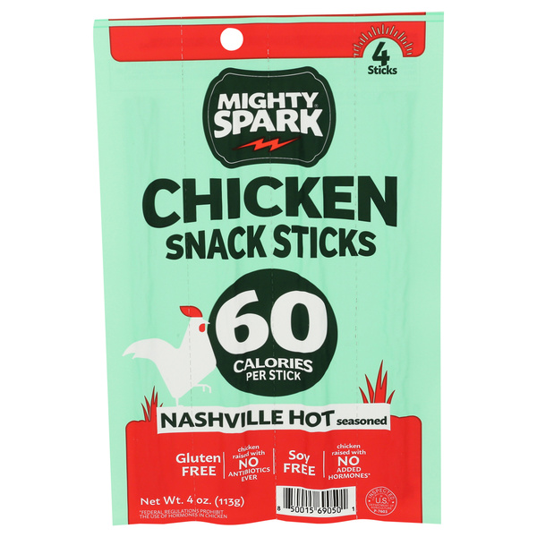 Mighty Spark Nashville Hot Seasoned Chicken Snack Sticks 4 Sticks