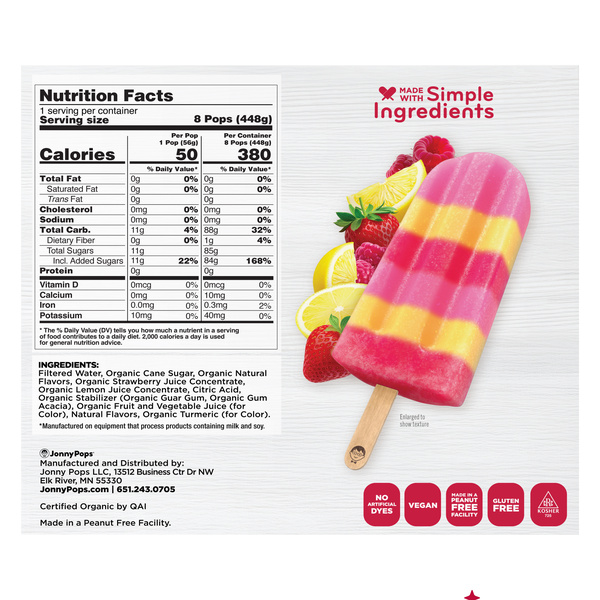 JonnyPops Organic Very Berry Lemonade Frozen Pops 8Ct | Hy-Vee