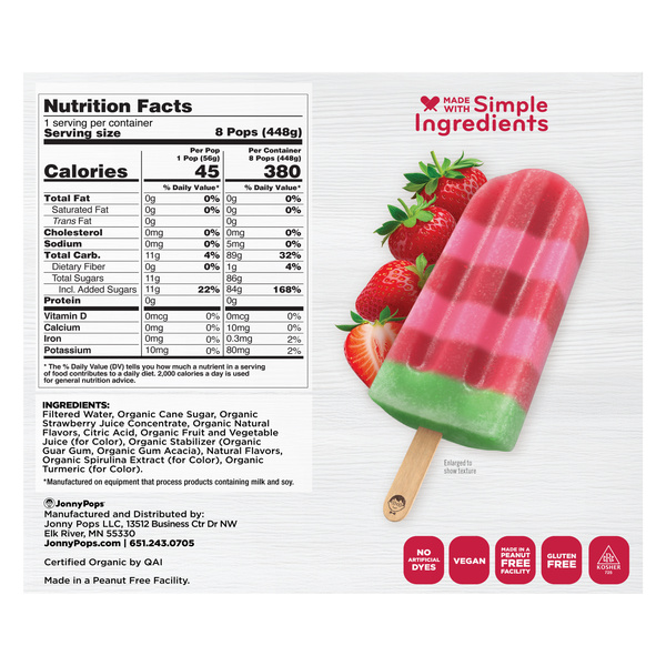 JonnyPops Organic Strawberry Frozen Pops 8pk | Hy-Vee Aisles