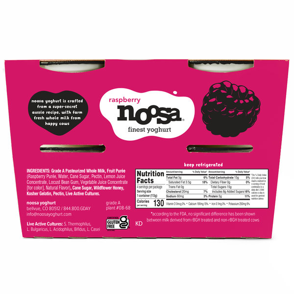 Noosa Raspberry Mulitipack Yoghurt 4 pack, 16 oz | Hy-Vee Aisles