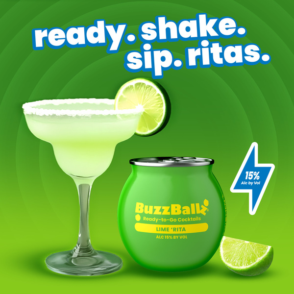 BuzzBallz Bengals Tequila Margarita Cocktail, 200ml, 30 Proof (15