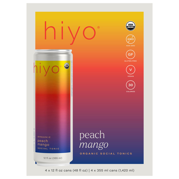 Hiyo Organic Peach Mango Non-Alcoholic Social Tonic 4Pk | Hy-Vee