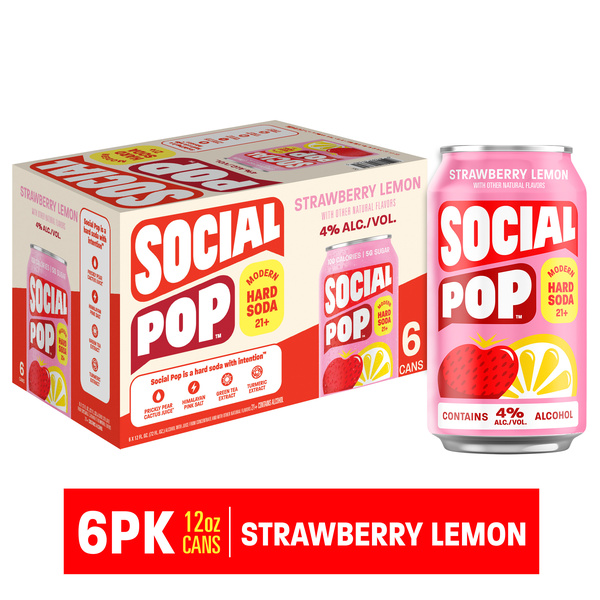 Social Pop Strawberry Lemon Hard Soda, 6Pk | Hy-Vee Aisles Online