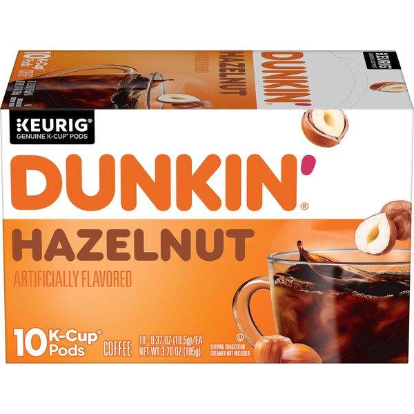 Dunkin' Hazelnut Artificially Flavored Coffee, Keurig K-Cup Pods