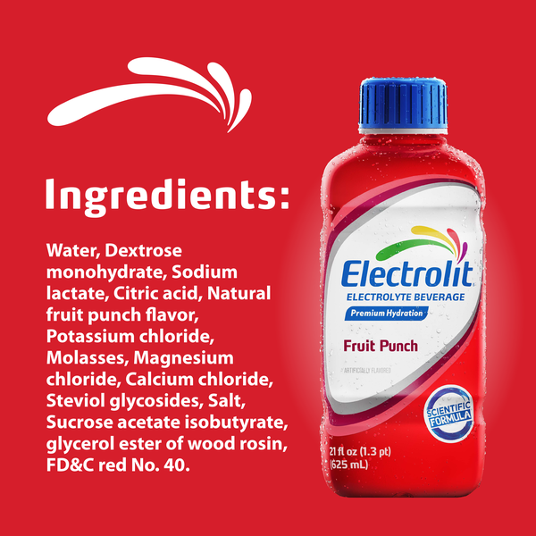 Electrolit Electrolyte Hydration Beverage – Fruit Punch – 21 Fl Oz