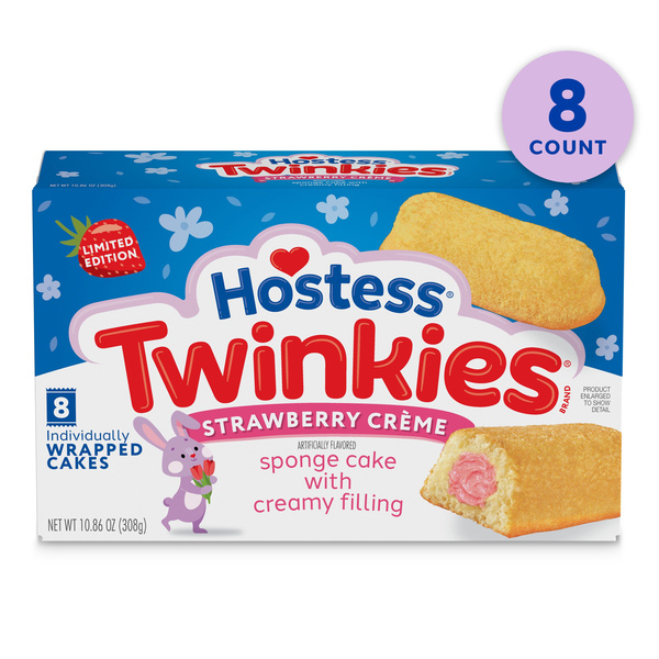Hostess Twinkies Strawberry Sponge Cake With Creamy Filling, 8Ct