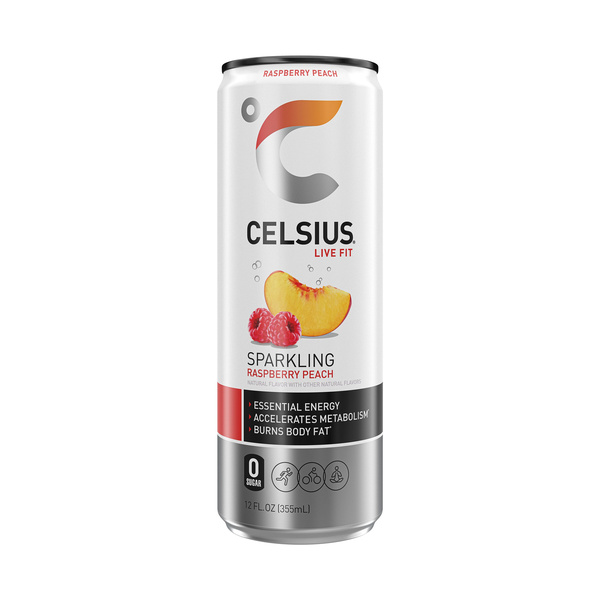 CELSIUS Sparkling Raspberry Peach, Functional Energy Drink 12 Fl