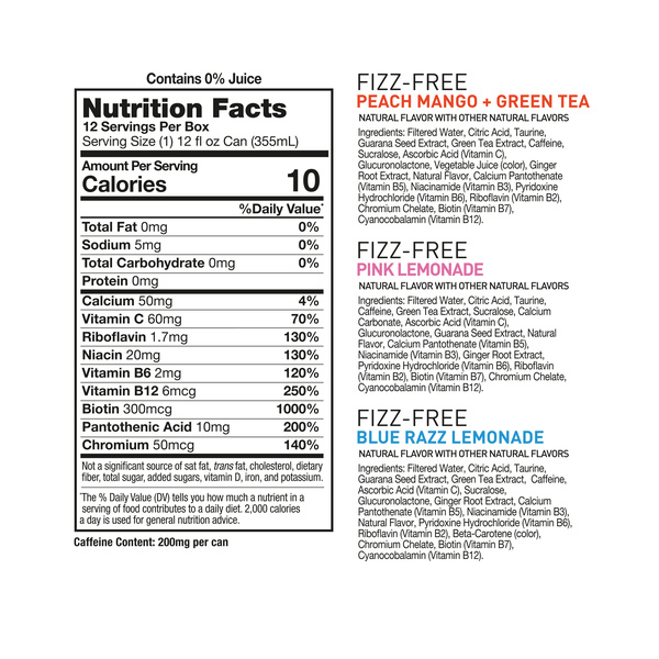 CELSIUS Fizz Free Variety Pack, Functional Energy Drink 12 Fl Oz