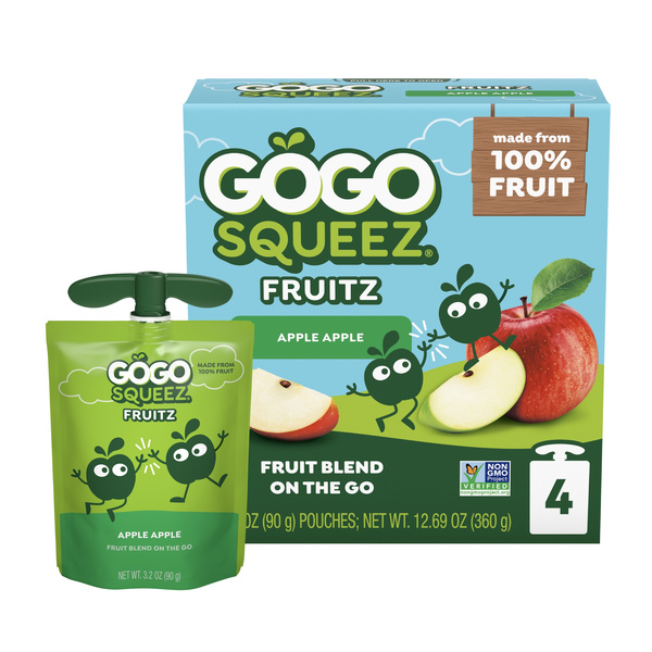 GoGo squeeZ No Sugar Added Apple Applesauce & Fruit Puree Pouches