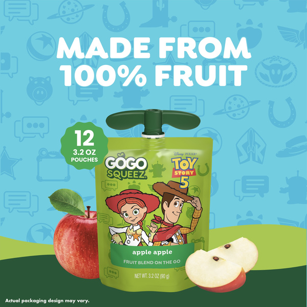 GoGo squeeZ Toy Story 5 No Sugar Added Apple Applesauce Pouches