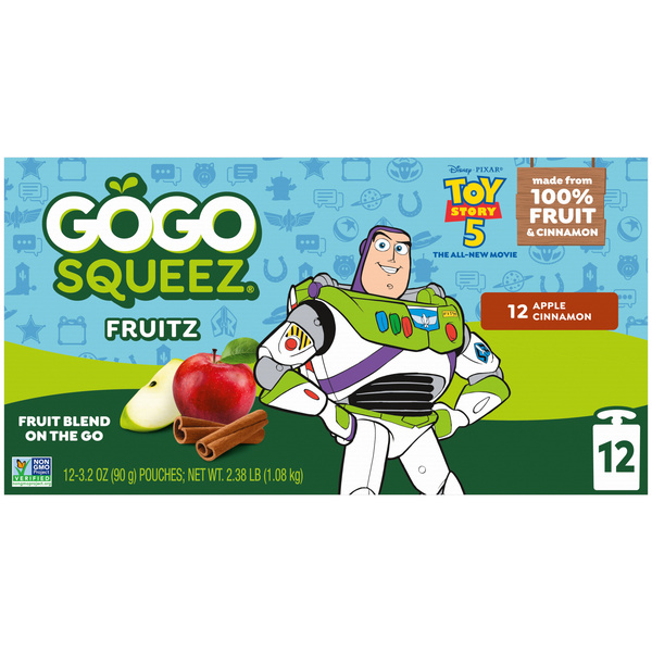 GoGo squeeZ Toy Story 5 No Sugar Added Apple Cinnamon Applesauce