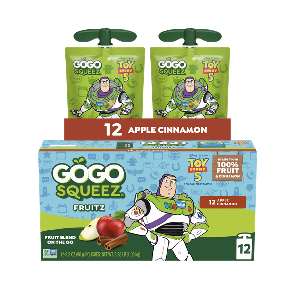 GoGo squeeZ Toy Story 5 No Sugar Added Apple Cinnamon Applesauce