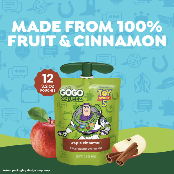 GoGo squeeZ Toy Story 5 No Sugar Added Apple Cinnamon Applesauce