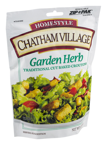 Chatham Village Traditional Cut Baked Garden Herb Croutons, image courtesy of Hy-Vee
