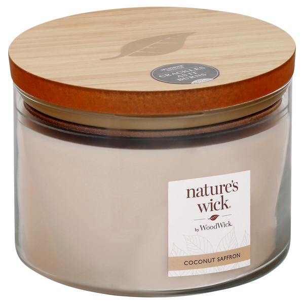 WoodWick Nature's Wick 3 Wick Candle, Coconut Safron