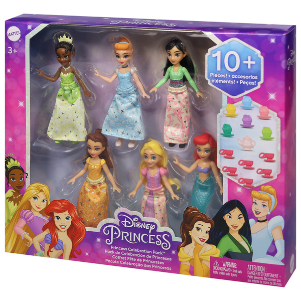 Mattel Disney Princess, Princess Celebration Pack 10+ Pieces, 3+
