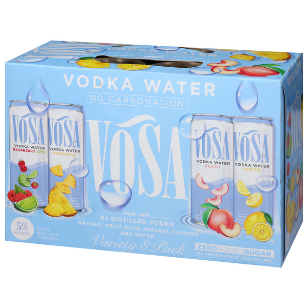 Vosa Vodka Water, Zero Added Sugar, Variety Pack, 8Pk | Hy-Vee
