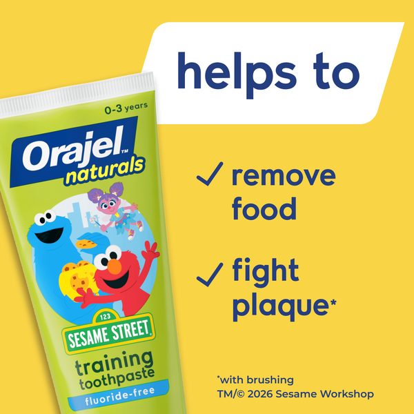 Orajel Naturals Sesame Street Fluoride-Free Toothpaste, Natural
