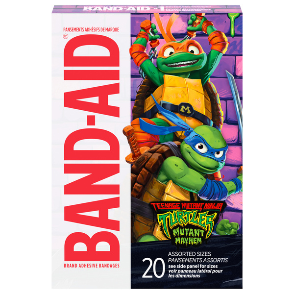 BAND-AID Brand Bandages for Kids, Nickelodeon TMNT, Assorted, 20