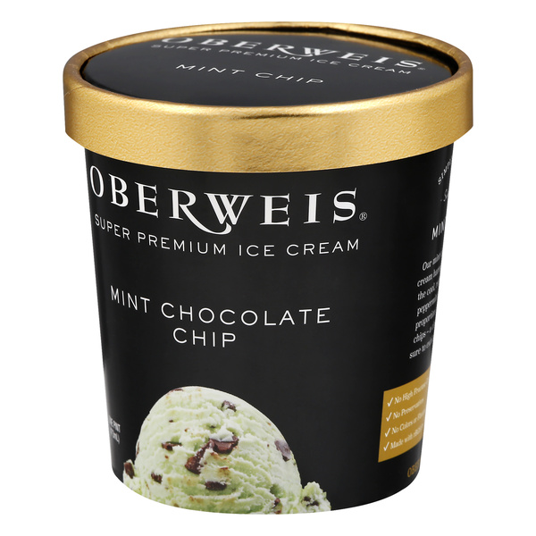 Oberweis Super Premium Mint Chocolate Chip Ice Cream 1 pt | Hy-Vee