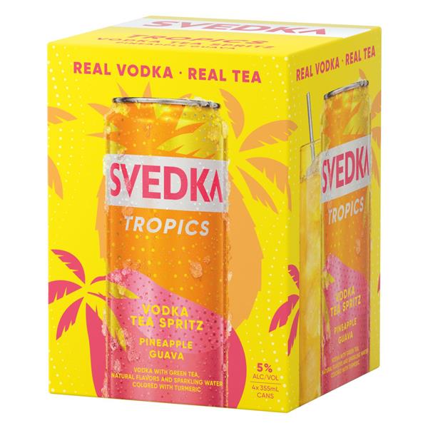 SVEDKA Tropics Pineapple Guava Vodka Tea Spritz Canned Cocktail, 4