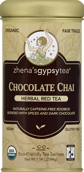 Zhena's Gypsy Tea Chocolate Chai Herbal Red Tea Caffeine Free 22