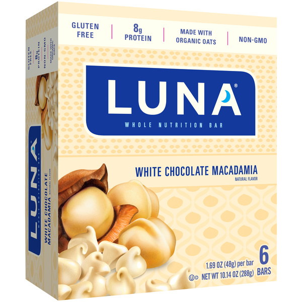 LUNA White Chocolate Macadamia Nutrition Bars 6-1.69 oz. Bars | Hy