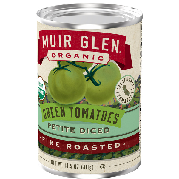 Muir Glen Organic Petite Diced Fire Roasted Green Tomatoes, 14.5