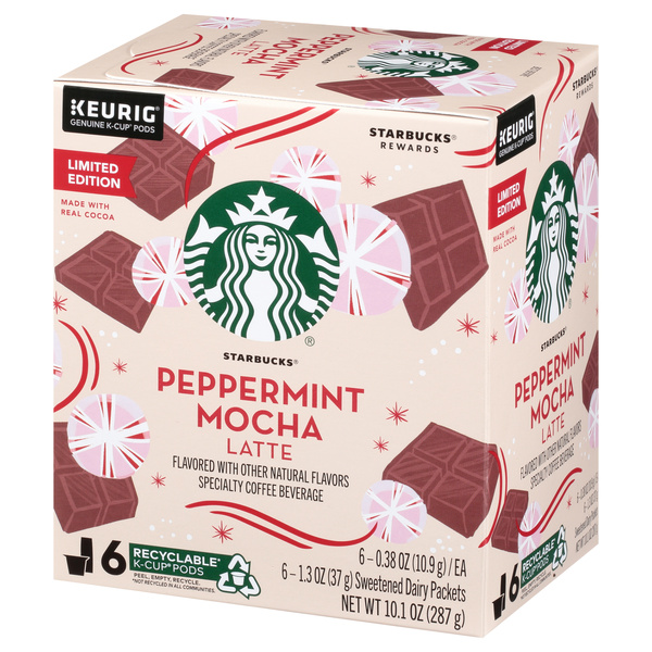 Starbucks Peppermint Mocha Caffe Latte K-Cup Pods & Flavor Packets